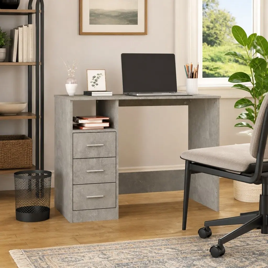 Office Desk with Drawers for Home Office Grey Engineered Wood 102 x 50 x 76 cm