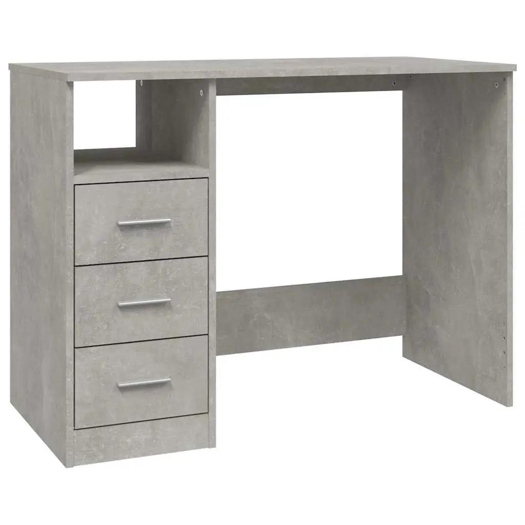 Office Desk with Drawers for Home Office Grey Engineered Wood 102 x 50 x 76 cm