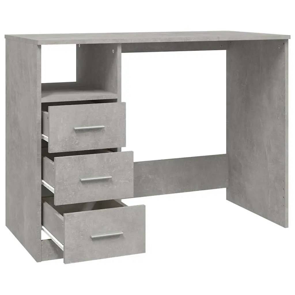 Office Desk with Drawers for Home Office Grey Engineered Wood 102 x 50 x 76 cm