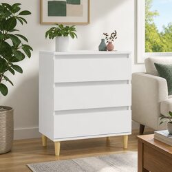 60x35x70 cm White Sideboard - 3 Drawer Engineered Wood