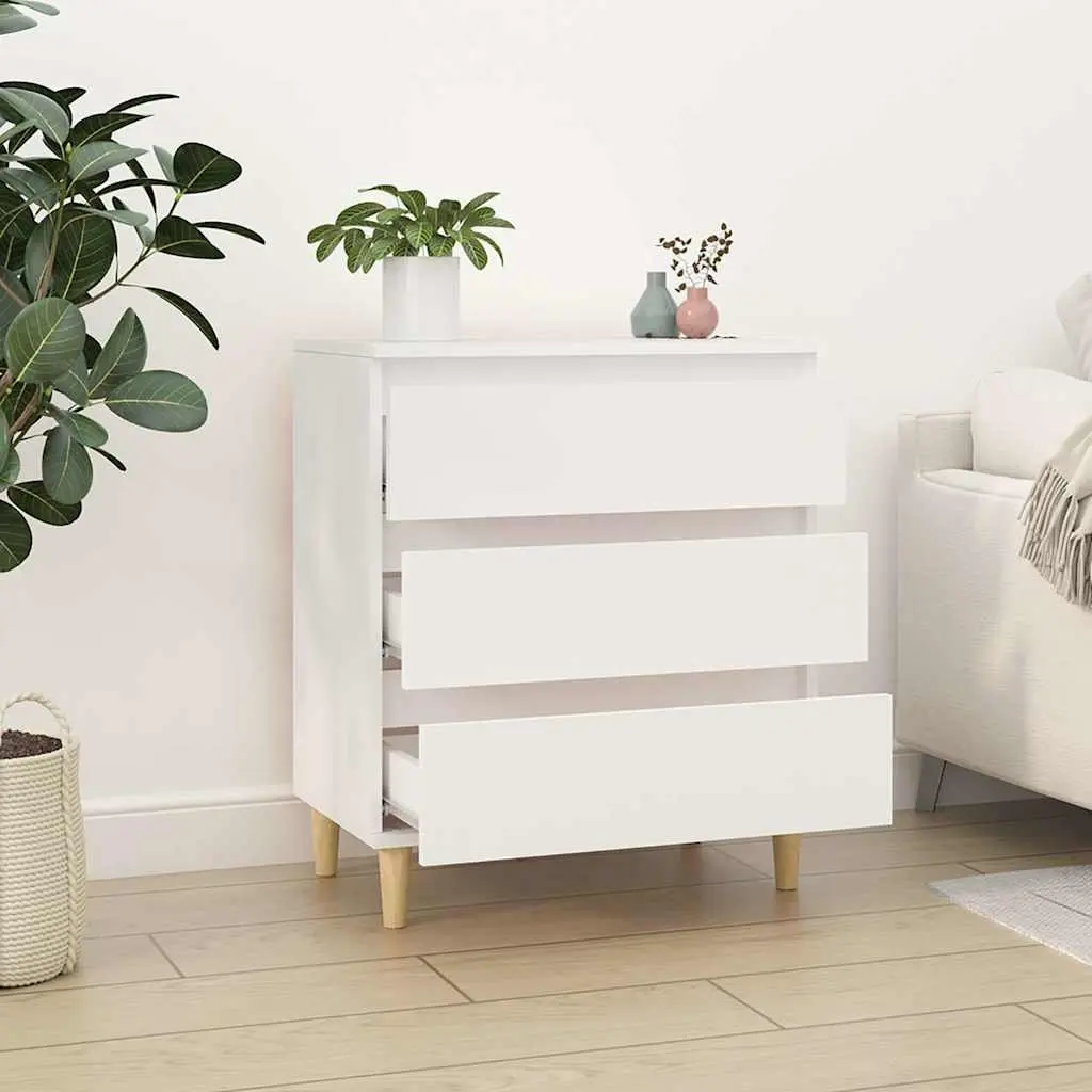 Sideboard for Storage White 60x35x70 cm Engineered Wood Cabinet with 3 Drawers