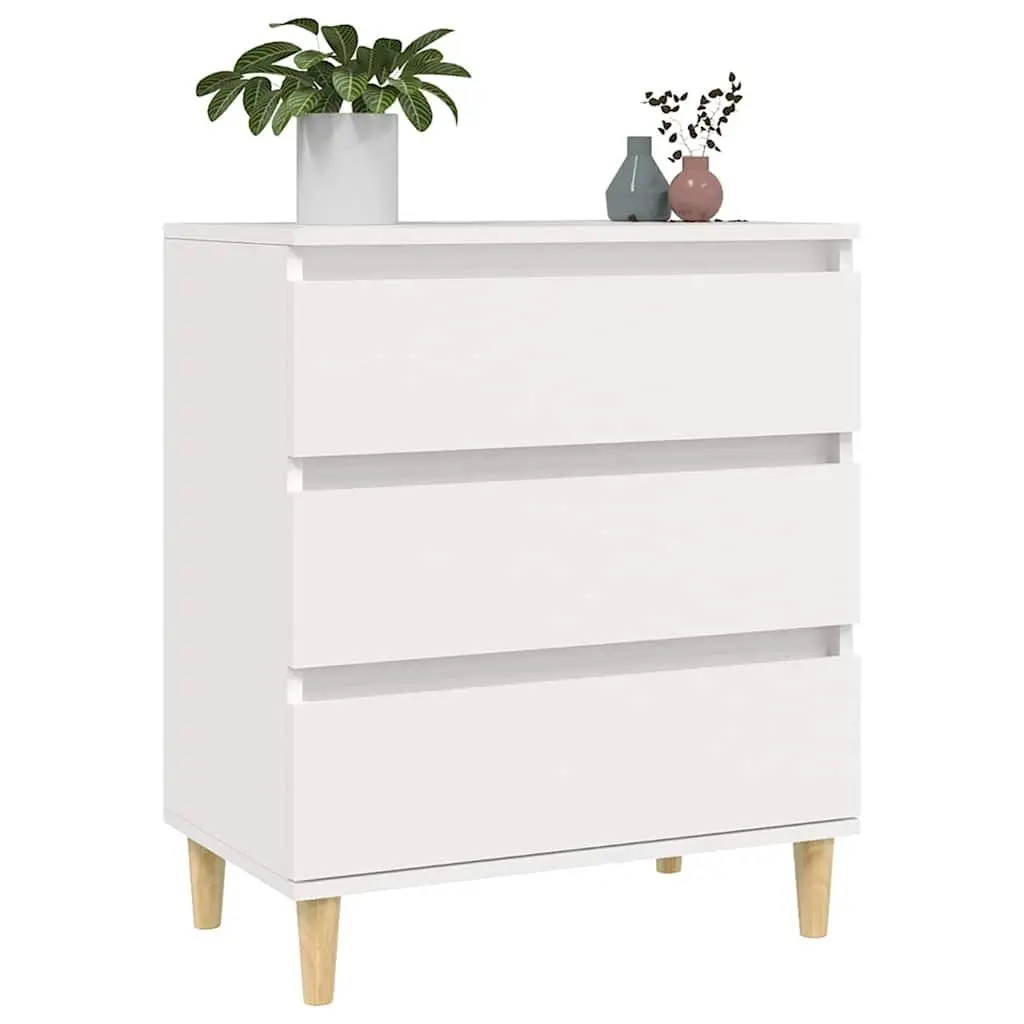 Sideboard for Storage White 60x35x70 cm Engineered Wood Cabinet with 3 Drawers
