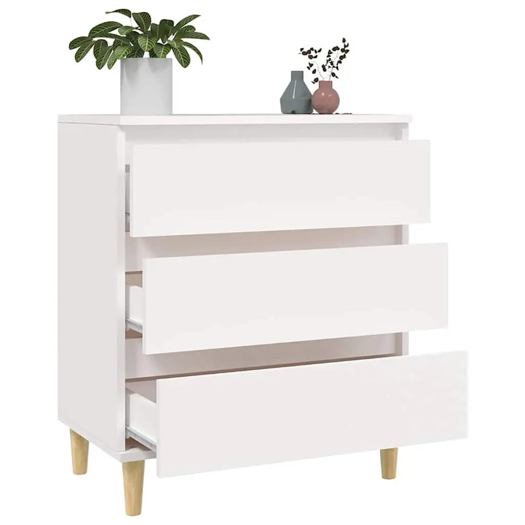 Sideboard for Storage White 60x35x70 cm Engineered Wood Cabinet with 3 Drawers