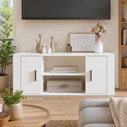 TV Cabinet White 100x35x40 cm Storage Unit with Compartments and Doors