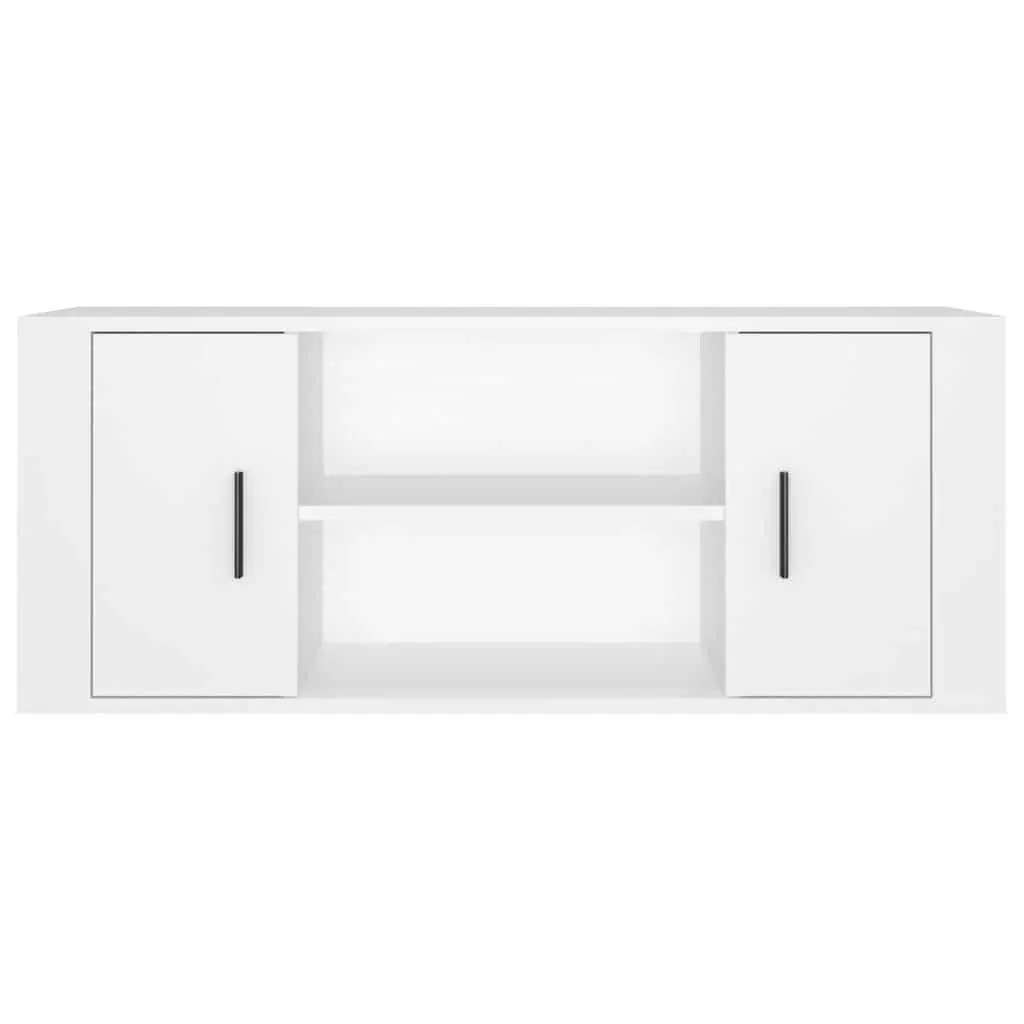 TV Cabinet White for Living Room 100x35x40 cm Storage Unit with Compartments and Doors