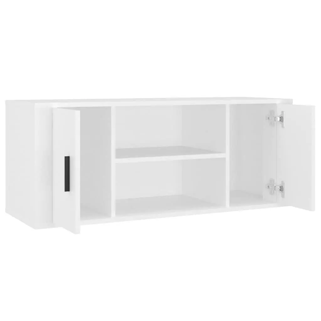 TV Cabinet White for Living Room 100x35x40 cm Storage Unit with Compartments and Doors