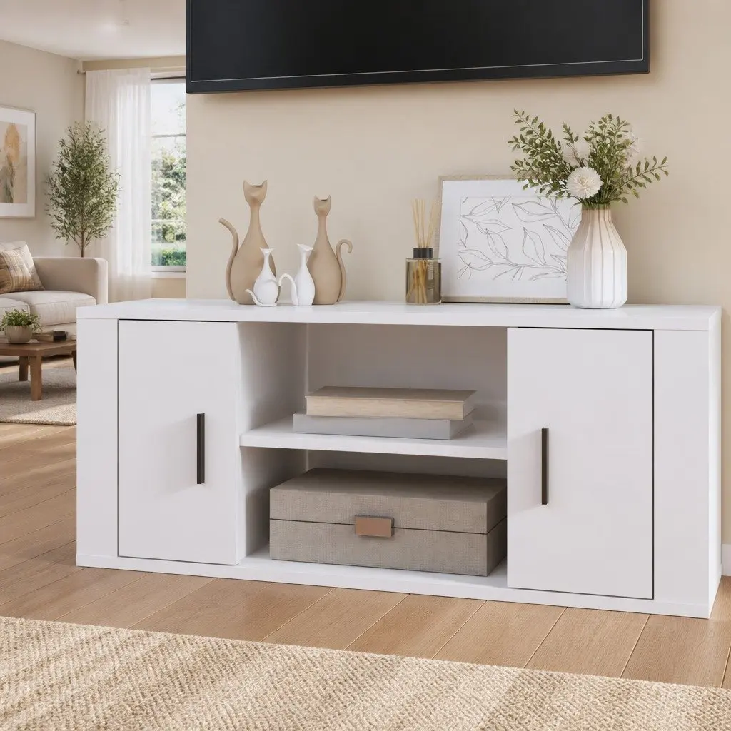 TV Cabinet for Living Room White High Gloss Engineered Wood 100 x 35 x 40 cm