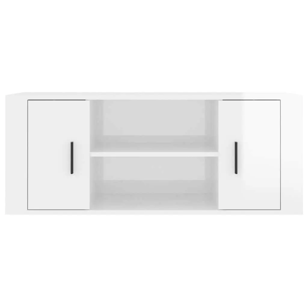TV Cabinet for Living Room White High Gloss Engineered Wood 100 x 35 x 40 cm