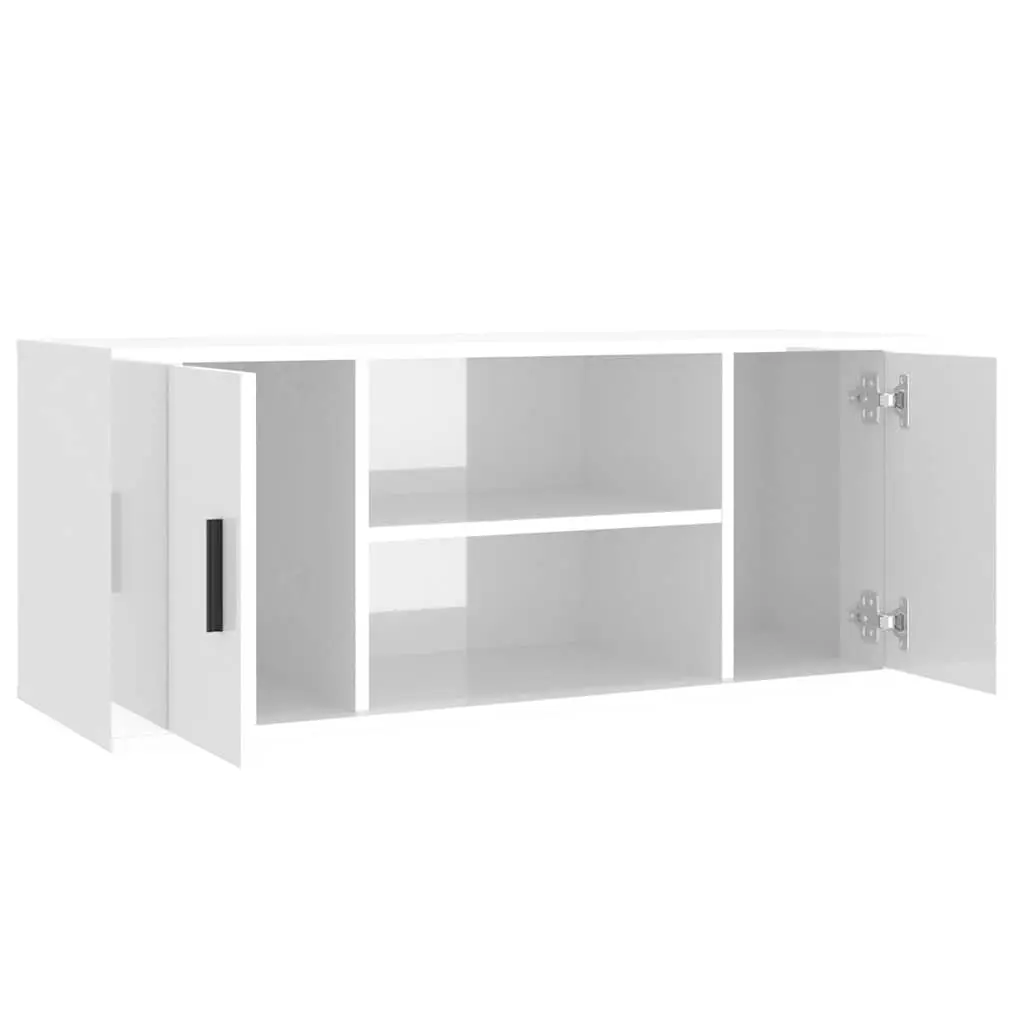 TV Cabinet for Living Room White High Gloss Engineered Wood 100 x 35 x 40 cm