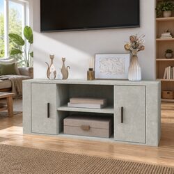Grey TV Cabinet - Dimensions 100x35x40cm, Engineered Wood