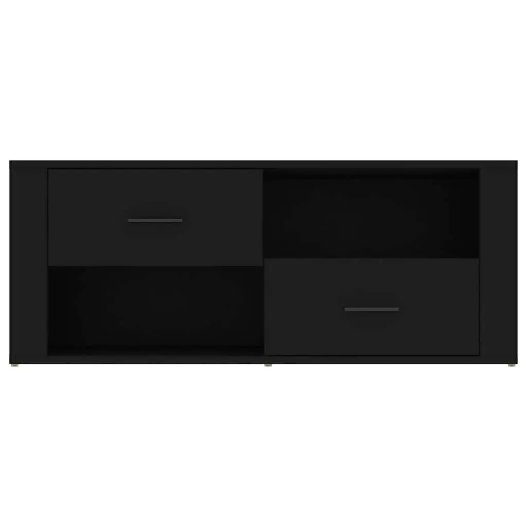 TV Cabinet for Living Room Black Engineered Wood Storage Unit with Drawers and Compartments 100 x 35 x 40 cm