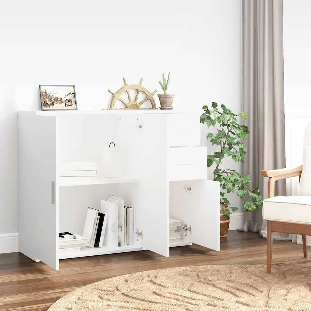 Sideboard White Storage Cabinet Cupboard 91x29.5x75 cm Engineered Wood Furniture