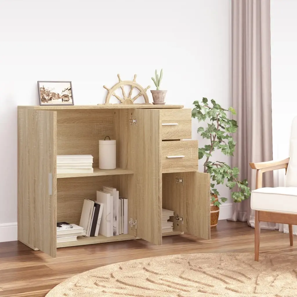 Brown Sideboard Storage Cabinet Engineered Wood 91cm Length 29.5cm Width 75cm Height