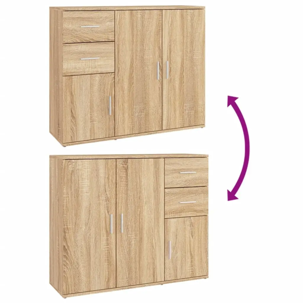 Brown Sideboard Storage Cabinet Engineered Wood 91cm Length 29.5cm Width 75cm Height