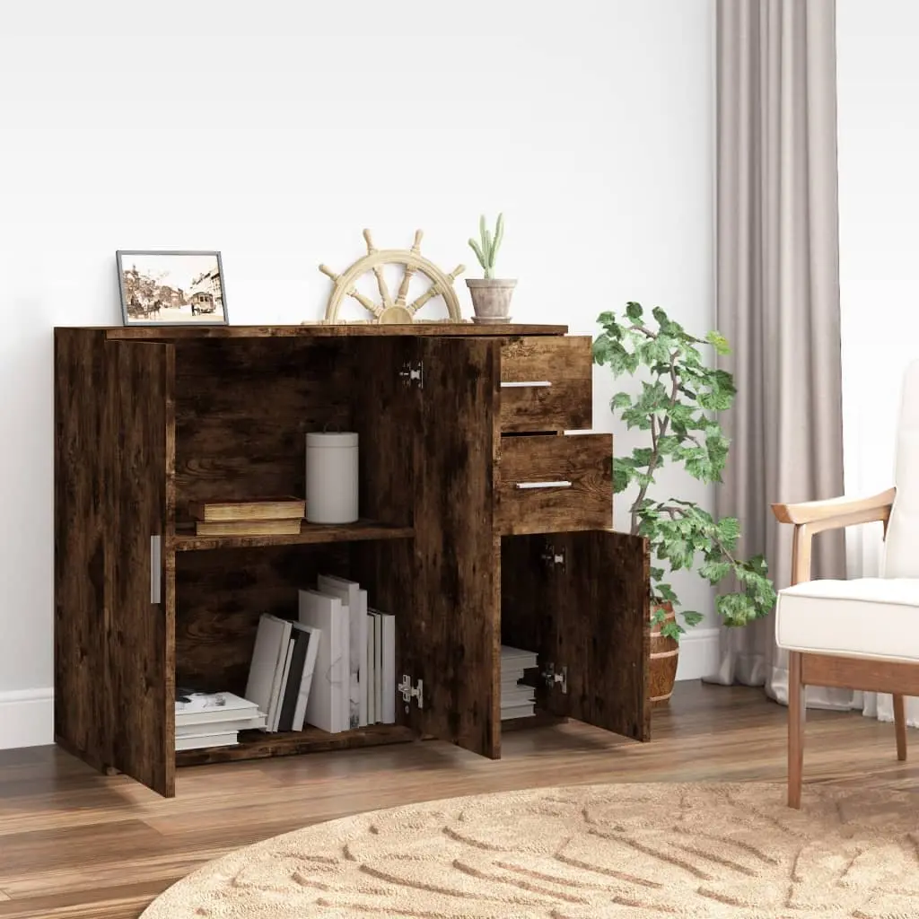 Sideboard Storage Cabinet Living Room Brown Engineered Wood 91x29.5x75cm