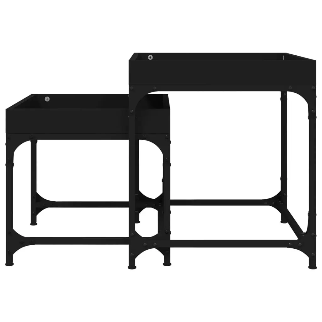 Black Engineered Wood Side Table Set