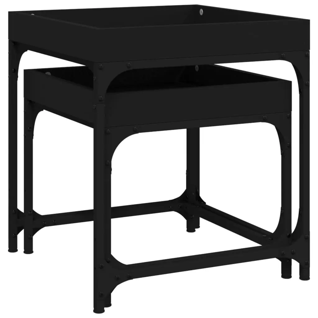 Black Engineered Wood Side Table Set