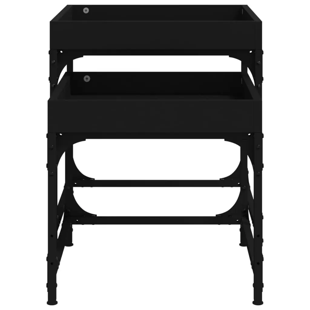 Black Engineered Wood Side Table Set