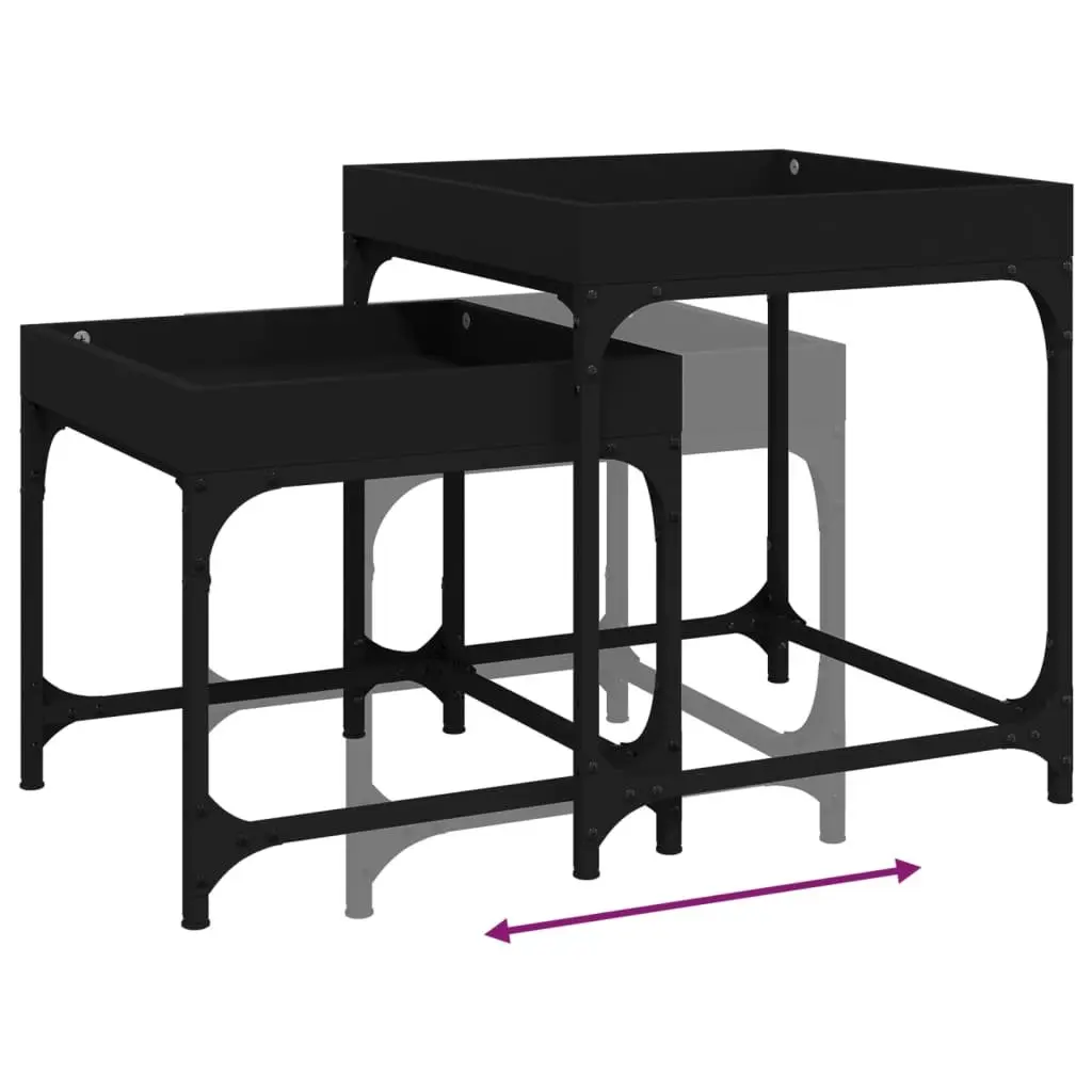 Black Engineered Wood Side Table Set