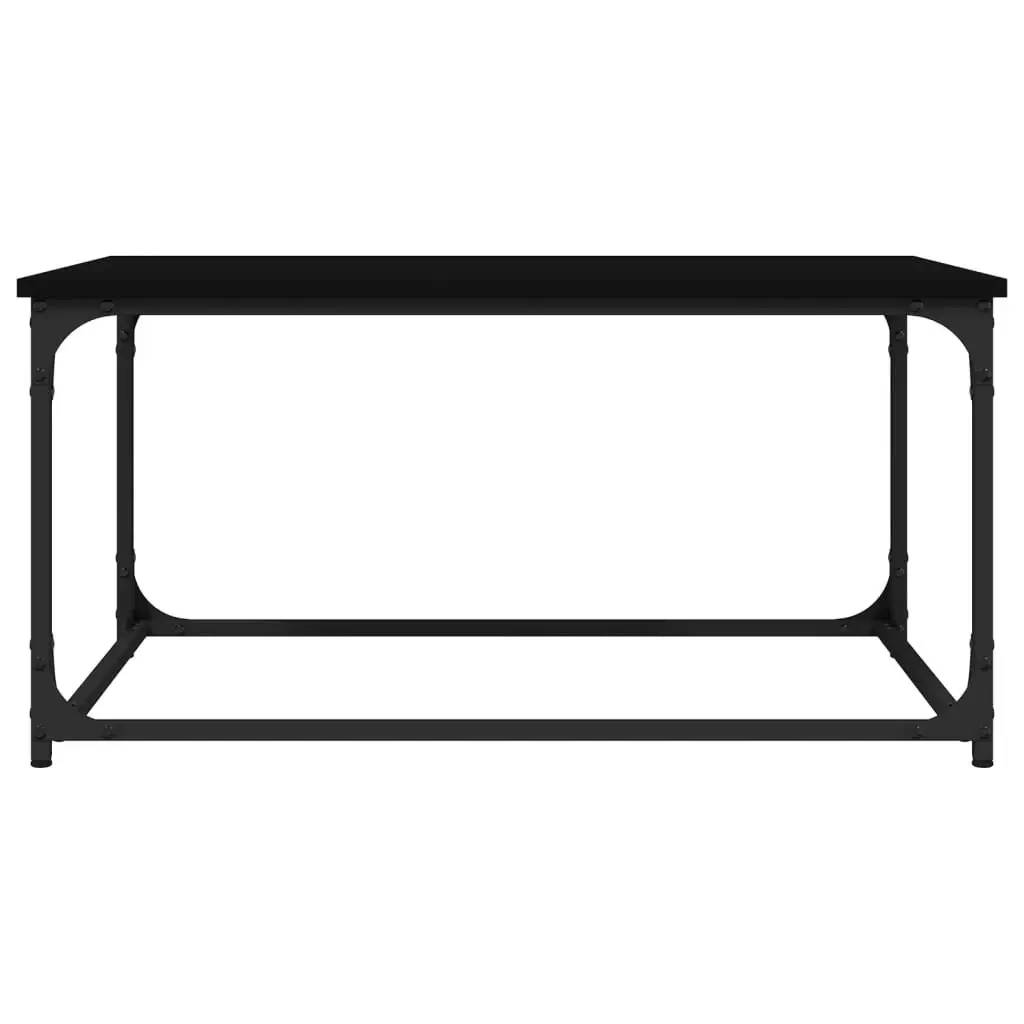 Coffee Table Living Room Black Engineered Wood Iron Frame 80L x 50W x 40H cm
