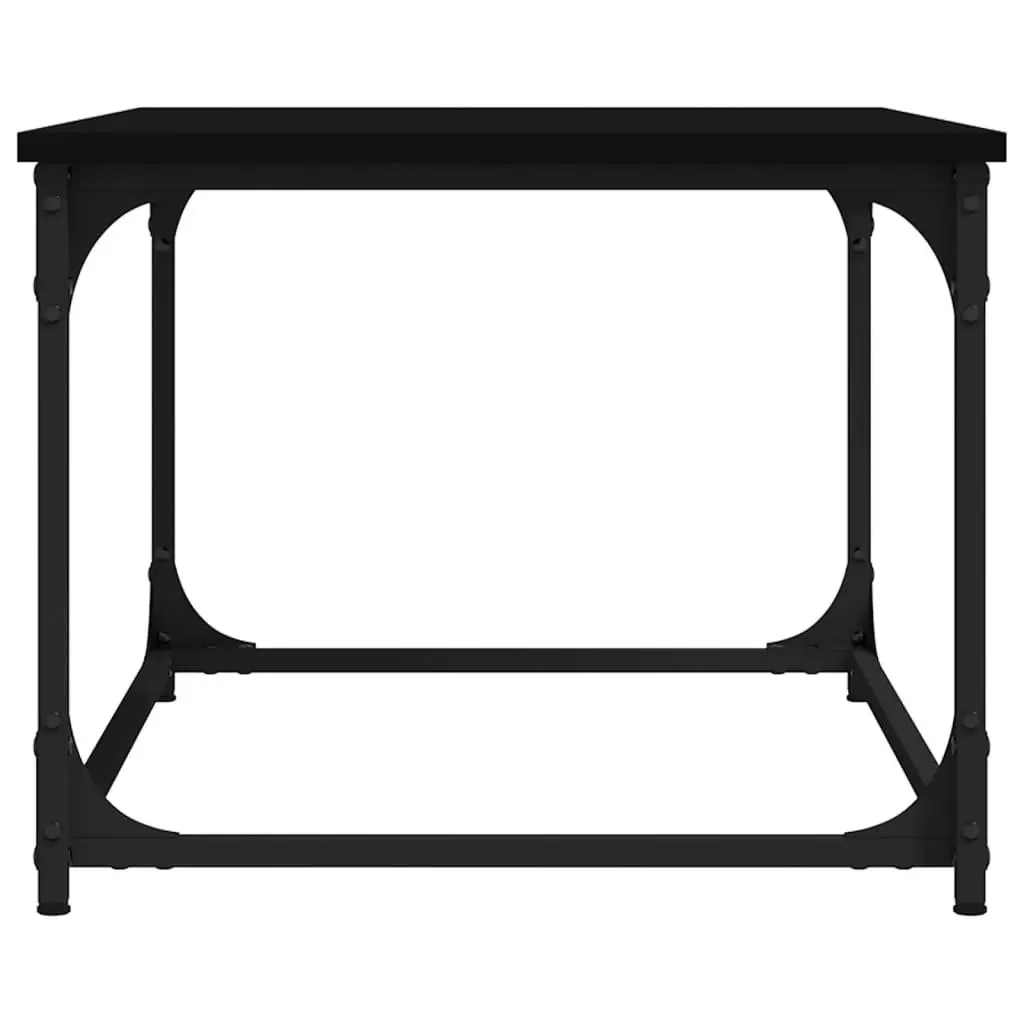 Coffee Table Living Room Black Engineered Wood Iron Frame 80L x 50W x 40H cm