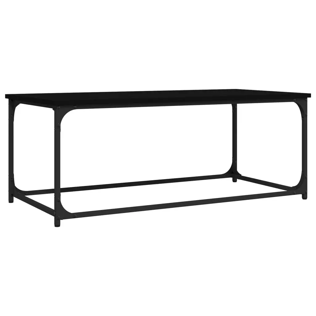 Coffee Table Black Living Room Accent Furniture Engineered Wood Iron Frame