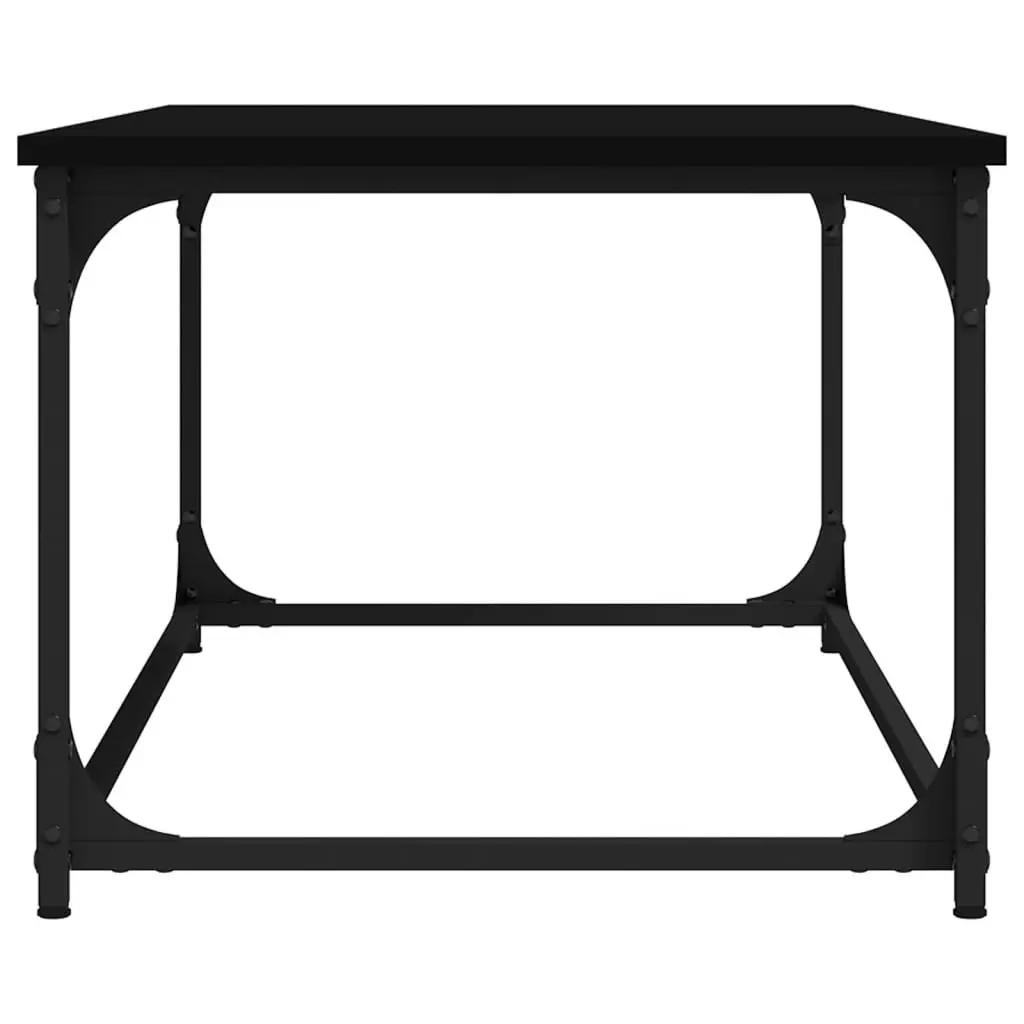Coffee Table Black Living Room Accent Furniture Engineered Wood Iron Frame