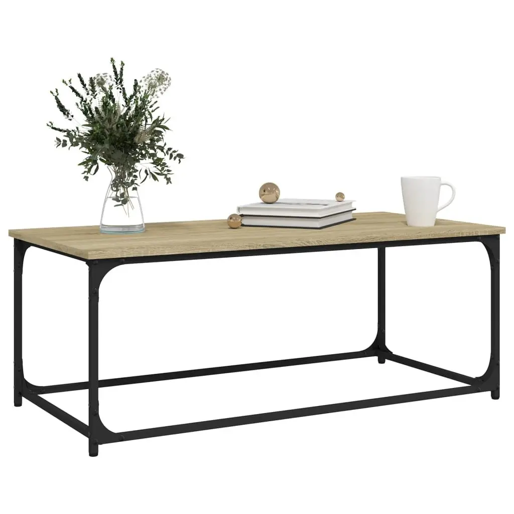 Coffee Table Living Room Brown Engineered Wood Iron Frame 102 x 50 x 40 cm