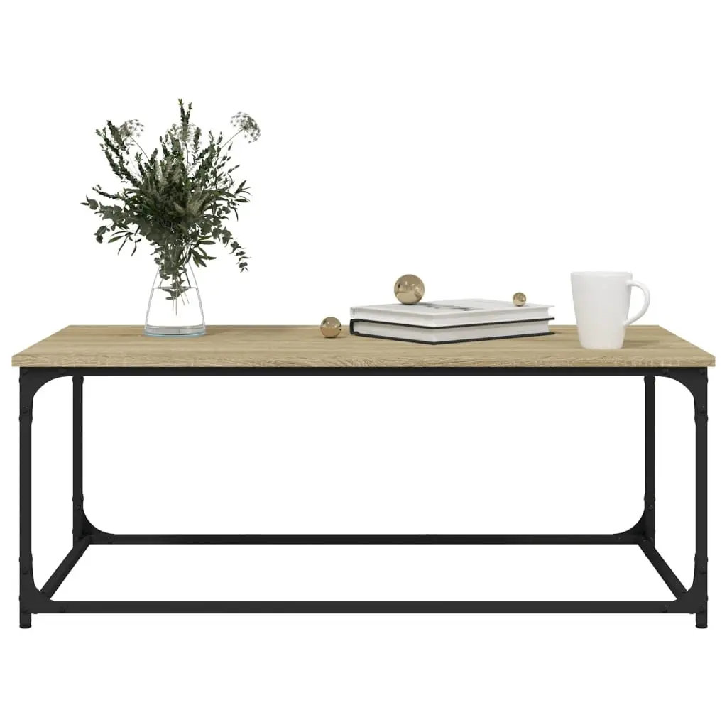 Coffee Table Living Room Brown Engineered Wood Iron Frame 102 x 50 x 40 cm