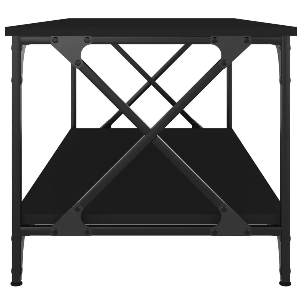 Coffee Table Black Engineered Wood Iron Frame Living Room Accent Furniture