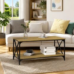 Coffee Table Specifications: 100 x 50 x 45 cm Brown Iron Frame