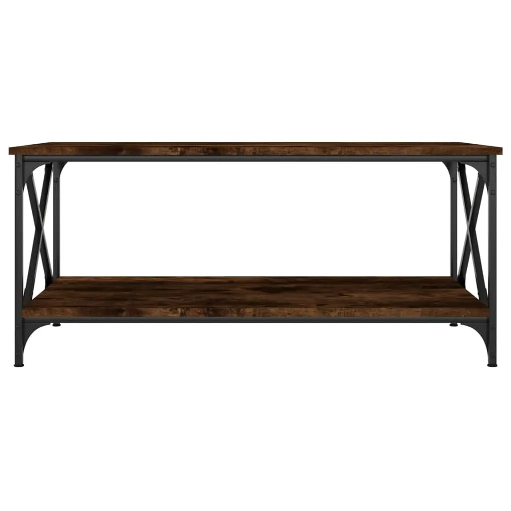 Coffee Table with Storage Shelf Brown Accent Living Room Furniture 100x50x45cm