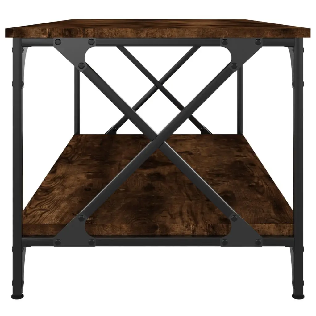 Coffee Table with Storage Shelf Brown Accent Living Room Furniture 100x50x45cm