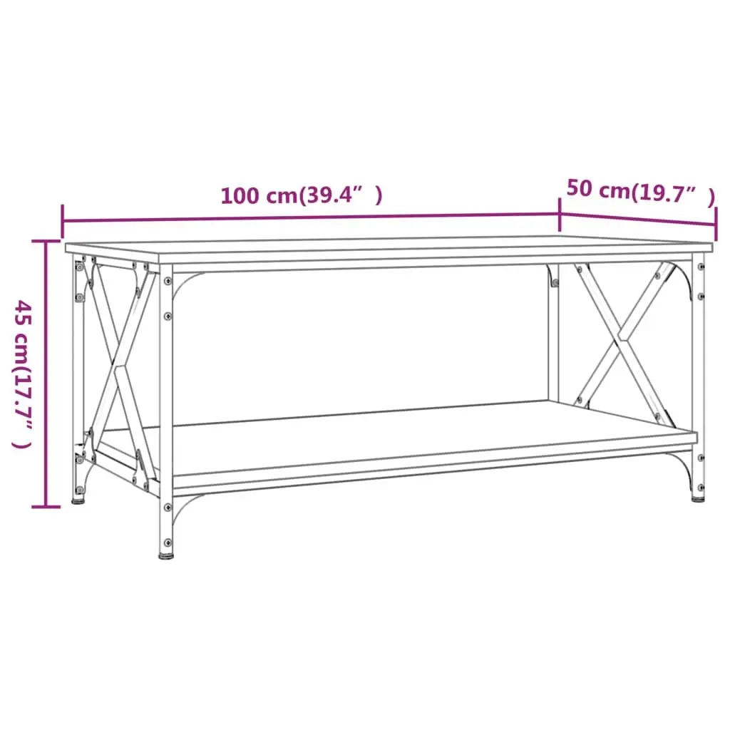 Coffee Table with Storage Shelf Brown Accent Living Room Furniture 100x50x45cm