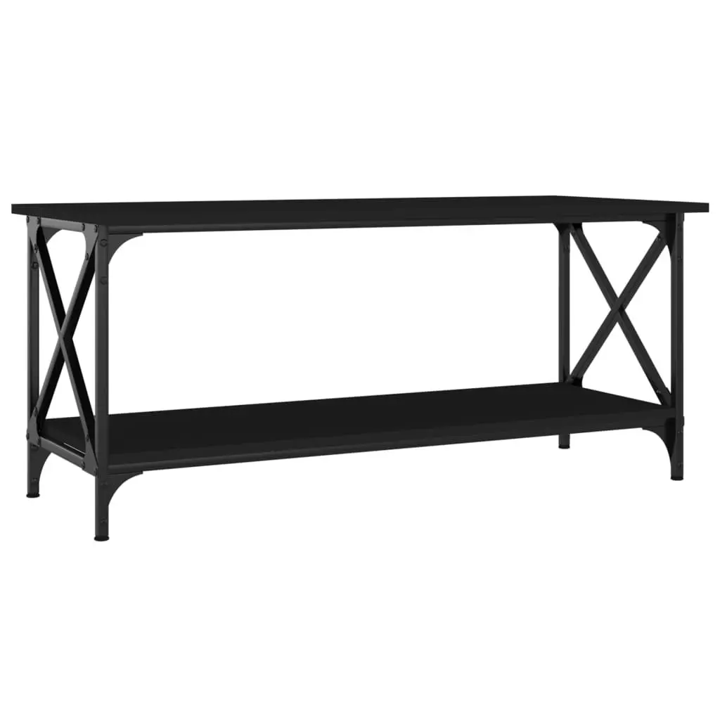 Coffee Table Living Room 100L x 45W x 45H cm Black Engineered Wood Iron Frame