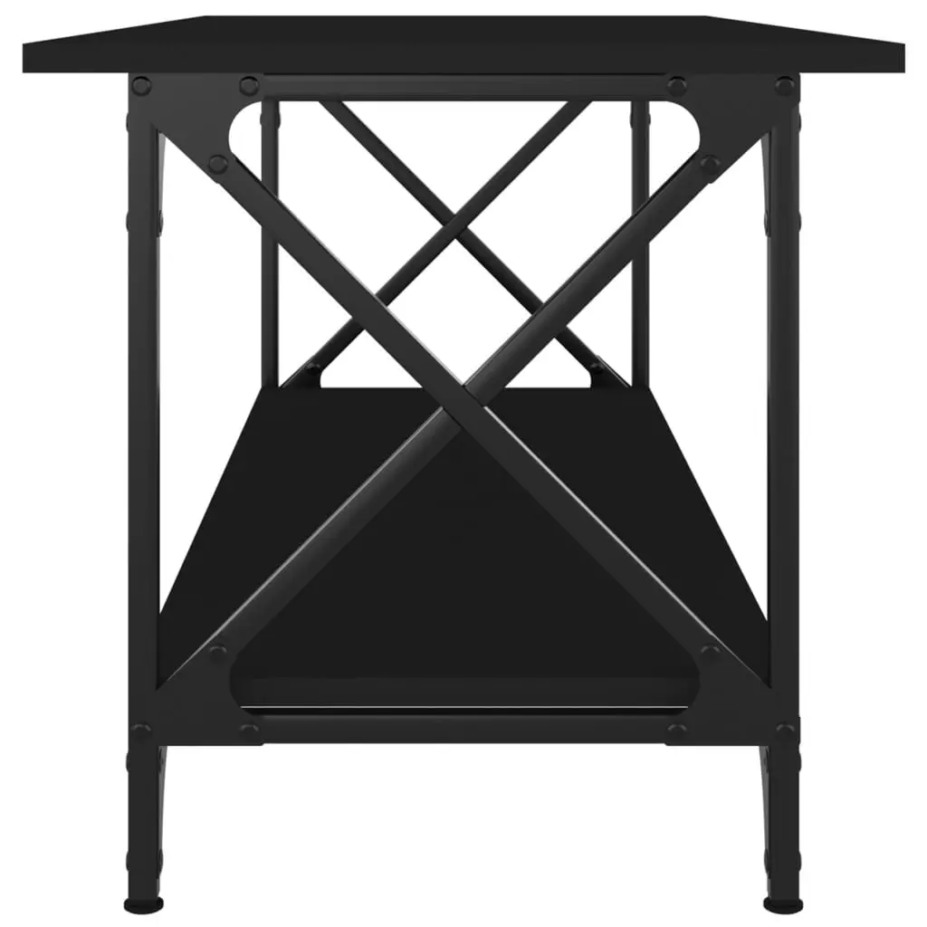 Coffee Table Living Room 100L x 45W x 45H cm Black Engineered Wood Iron Frame