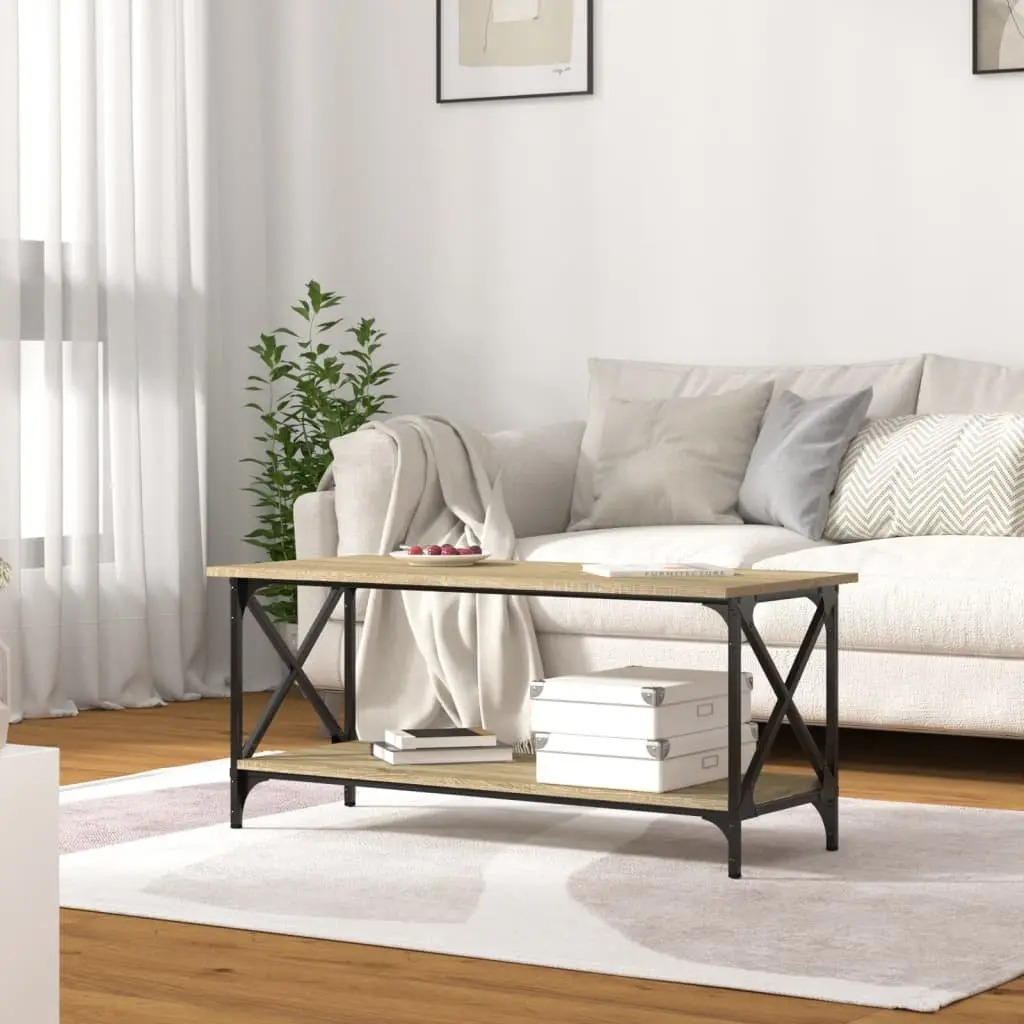 Brown Coffee Table with Open Shelf