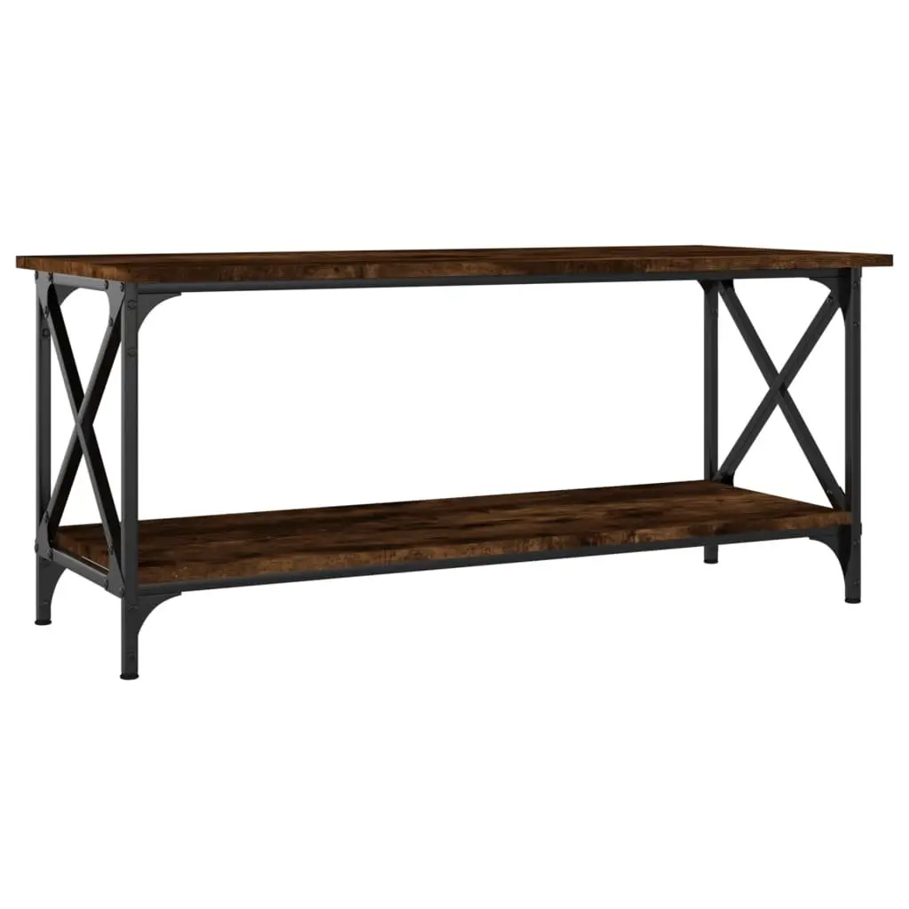 Coffee Table Brown Engineered Wood Iron Frame Living Room Accent Side Table