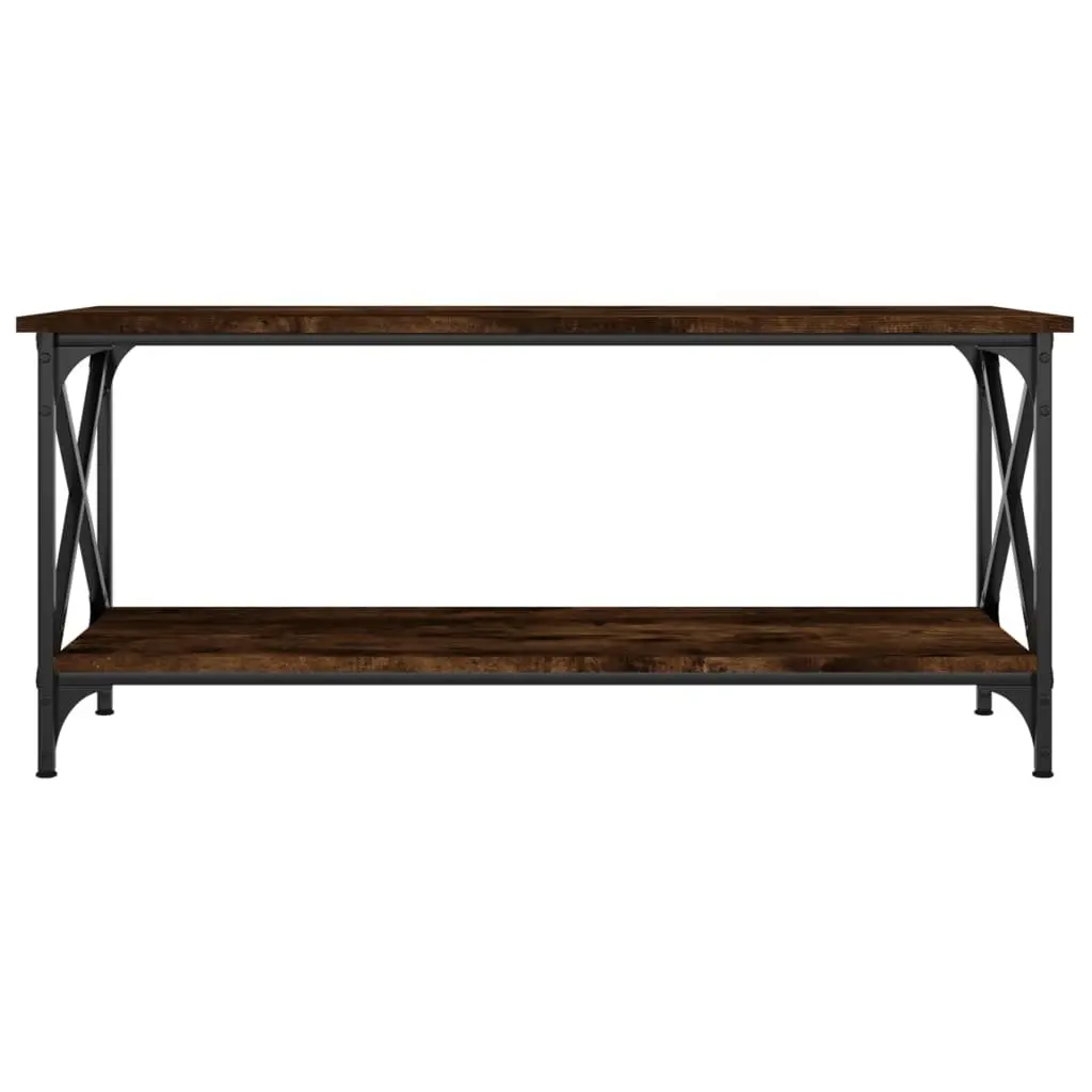 Coffee Table Brown Engineered Wood Iron Frame Living Room Accent Side Table