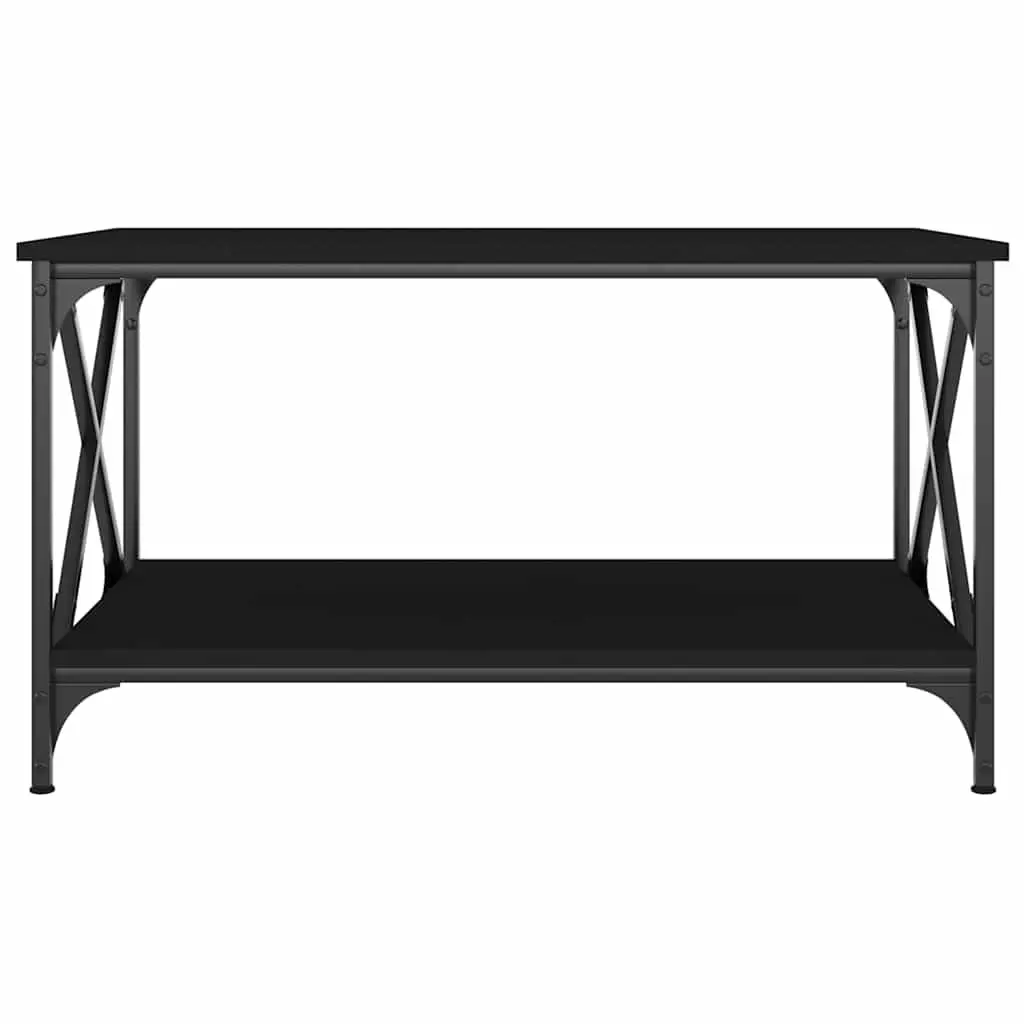 Coffee Table Black 80x50x45 cm with Open Shelf Storage Living Room Furniture