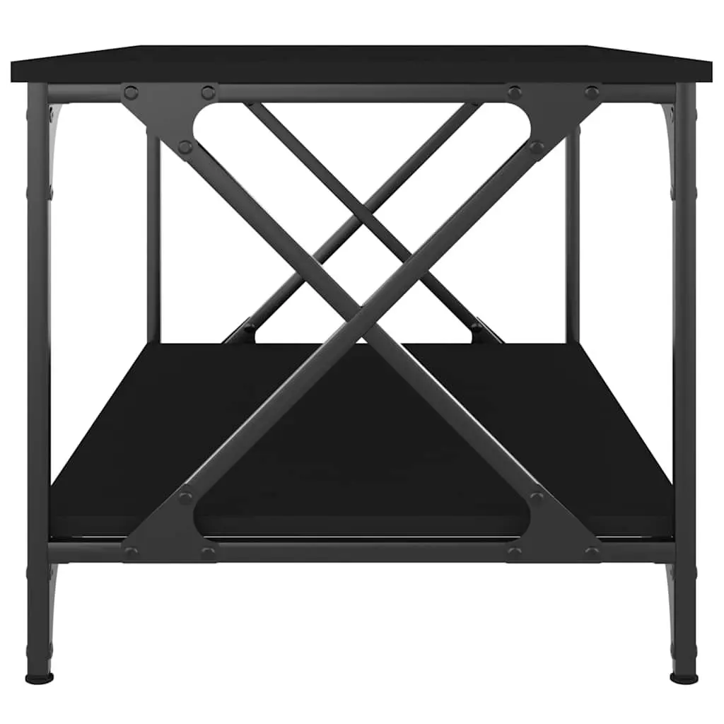 Coffee Table Black 80x50x45 cm with Open Shelf Storage Living Room Furniture