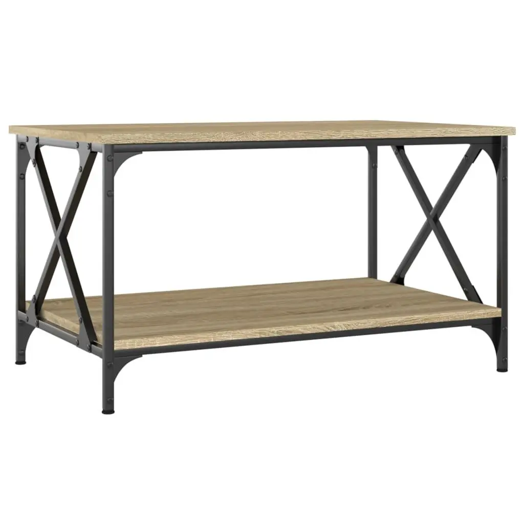 Coffee Table in Brown Engineered Wood with Iron Frame