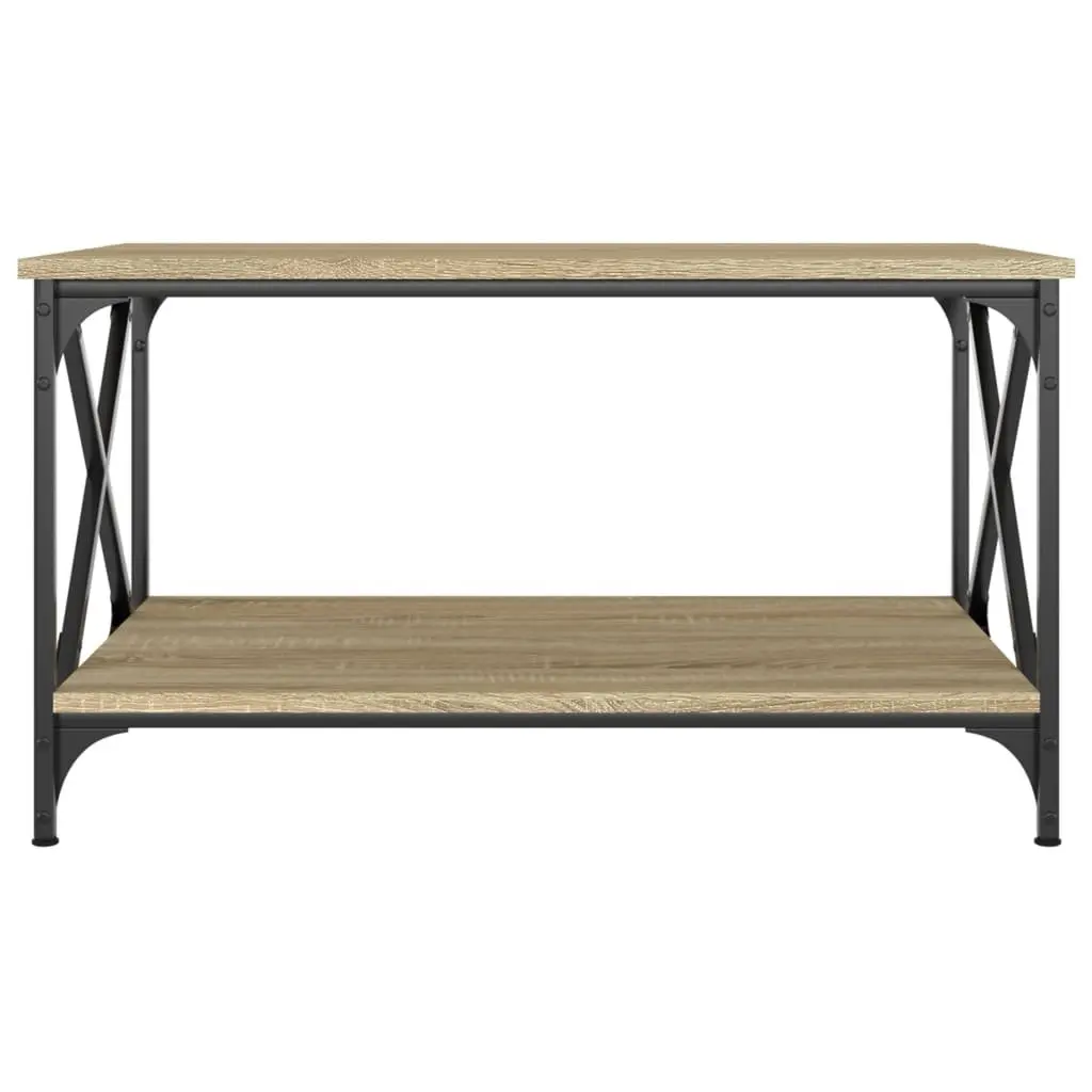 Coffee Table in Brown Engineered Wood with Iron Frame