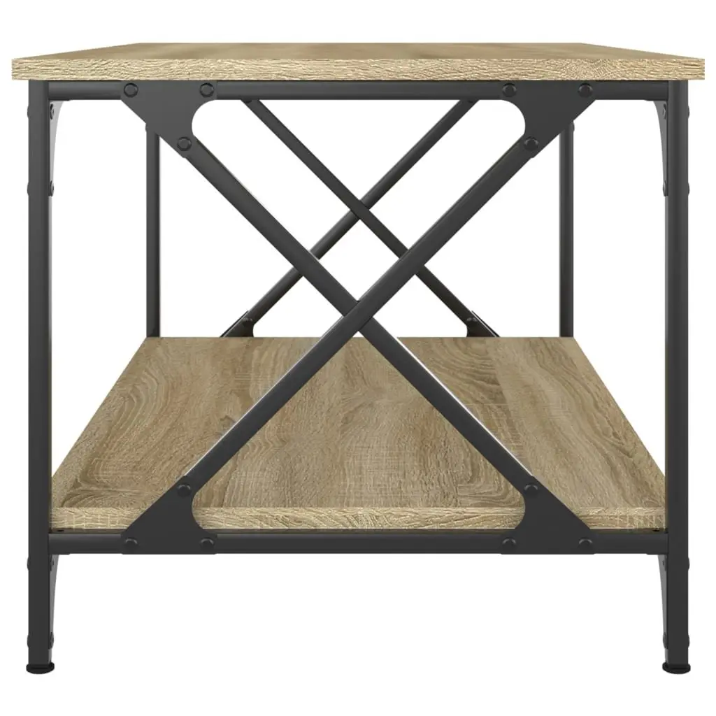 Coffee Table in Brown Engineered Wood with Iron Frame