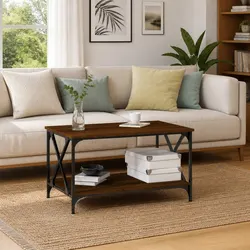 Coffee Table Dimensions: 80x50x45 cm in Brown Oak