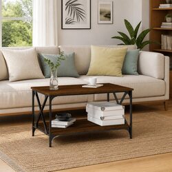 Coffee Table Dimensions: 80x50x45 cm in Brown Oak