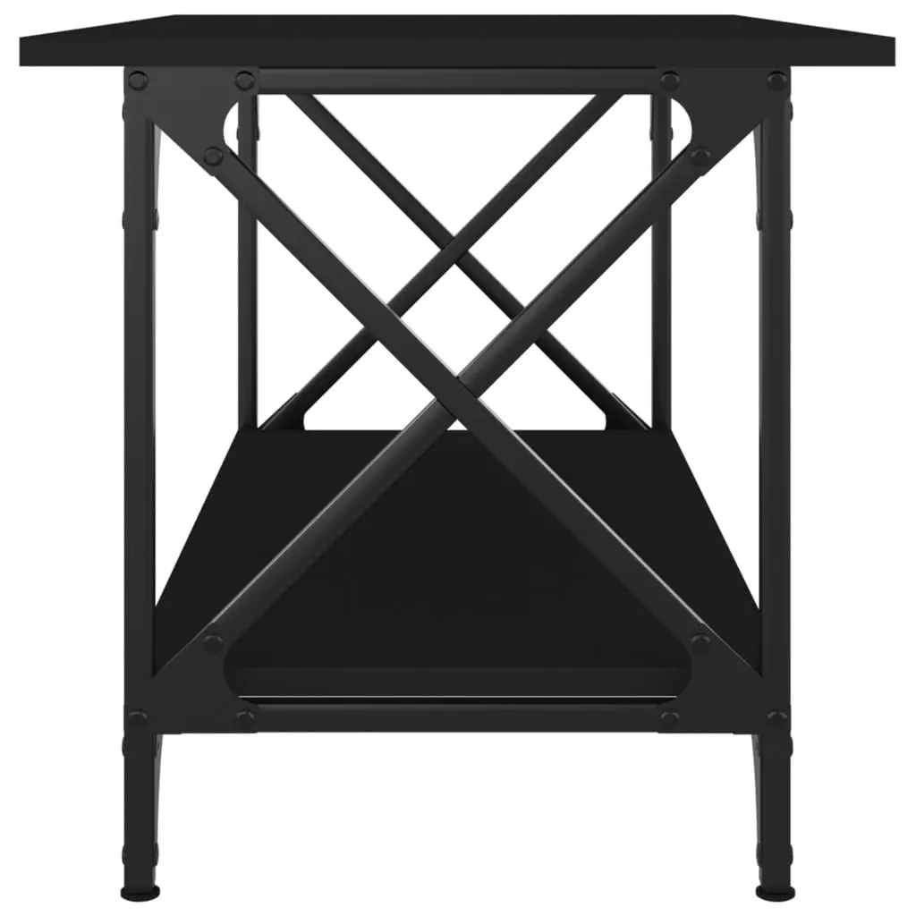 Coffee Table Living Room Black Engineered Wood Iron Frame 80 x 45 x 45 cm