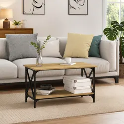 Coffee Table Dimensions: 80 x 45 x 45 cm, Brown Finish