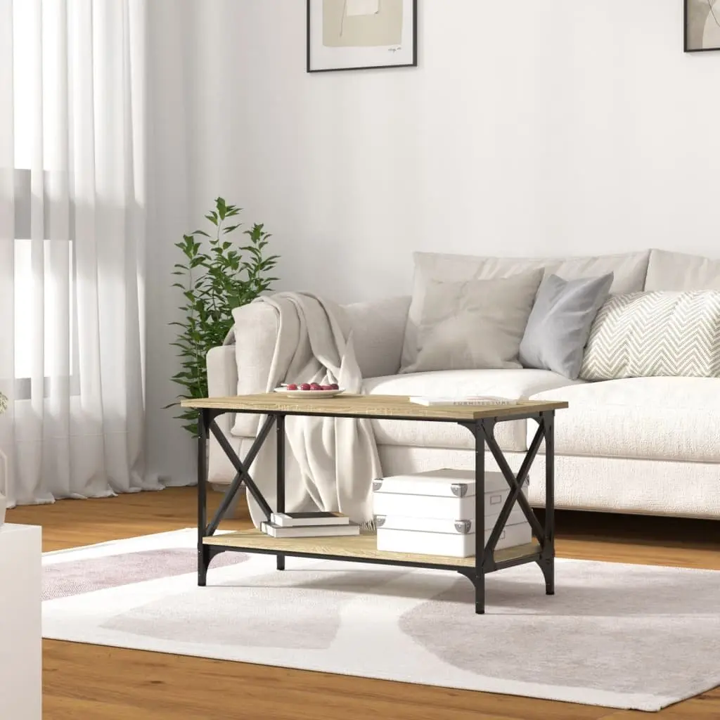 Coffee Table Living Room Brown Engineered Wood Open Shelf 80 x 45 x 45 cm