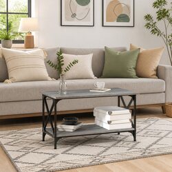 Coffee Table Grey Sonoma Open Shelf Living Room Accent Furniture Storage